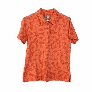 VINTAGE Tommy Bahama Tropical Print Polo Size M Orange-Peach Spring Casual Work